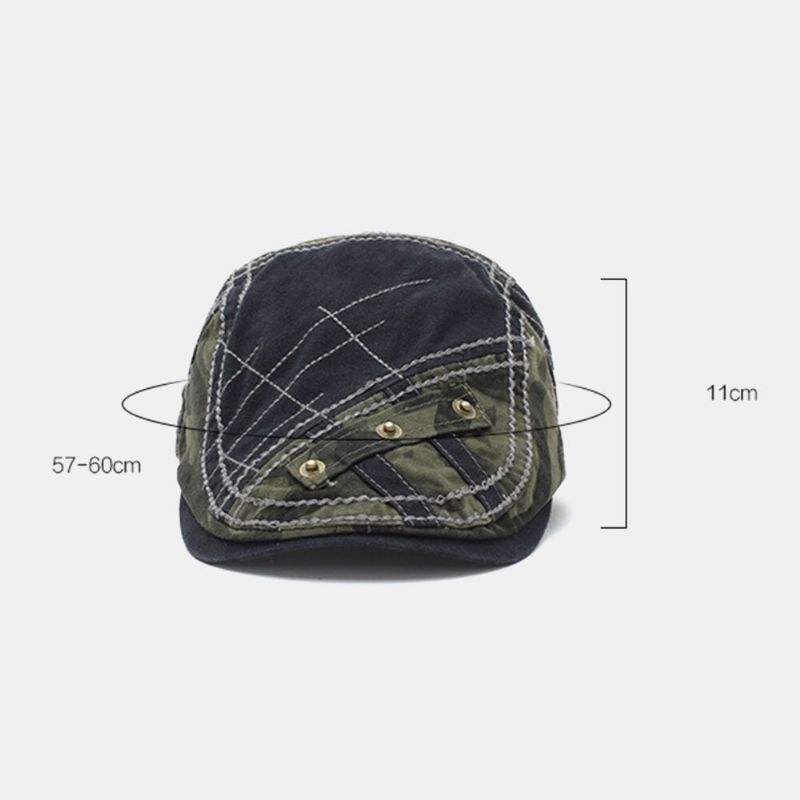 Hommes Coton Camouflage Patchwork Boucle En Métal Pare-soleil Béret Casquette Casquette Avant Chapeau Plat