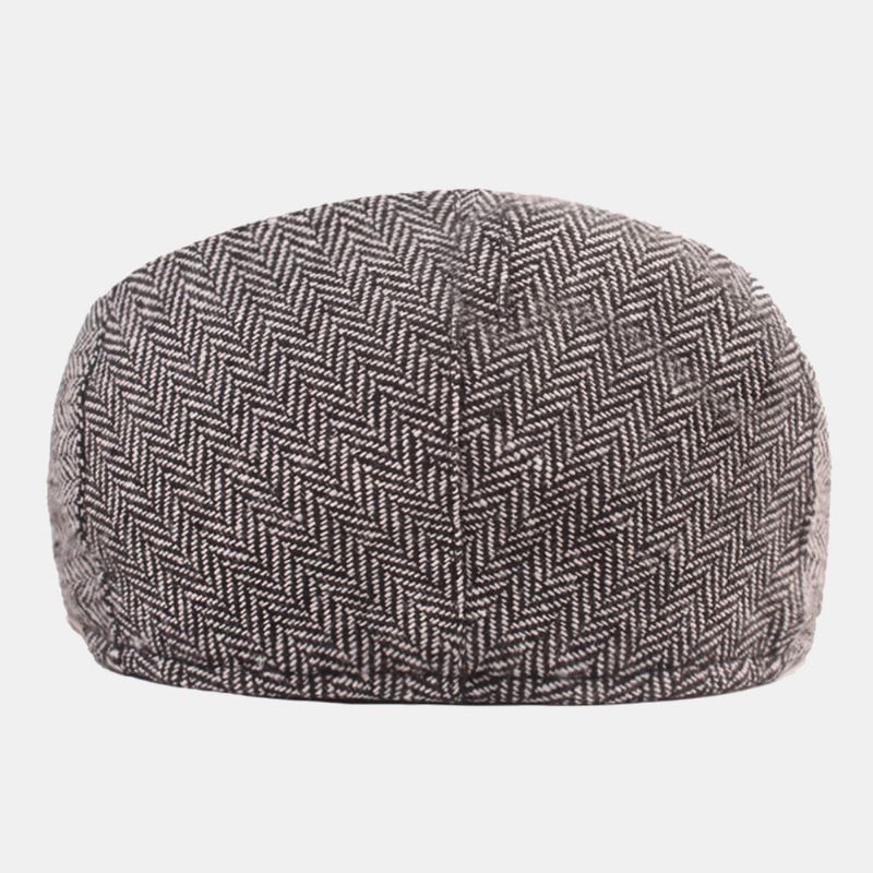 Hommes Coton Chevrons Motif Chaleur Béret Cap Casual Réglable Cabbie Chapeau Avant Chapeau