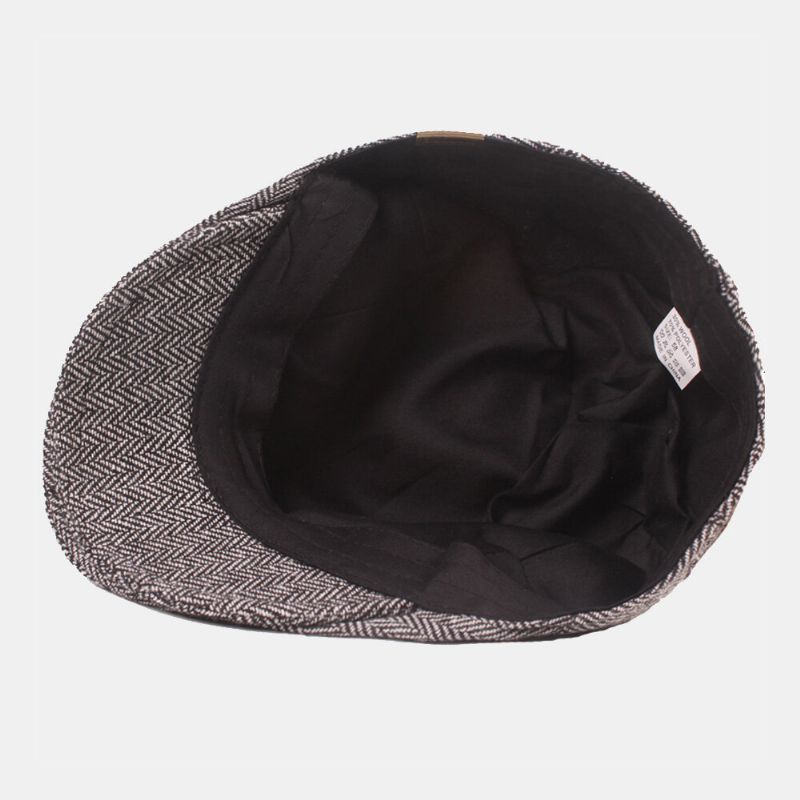 Hommes Coton Chevrons Motif Chaleur Béret Cap Casual Réglable Cabbie Chapeau Avant Chapeau