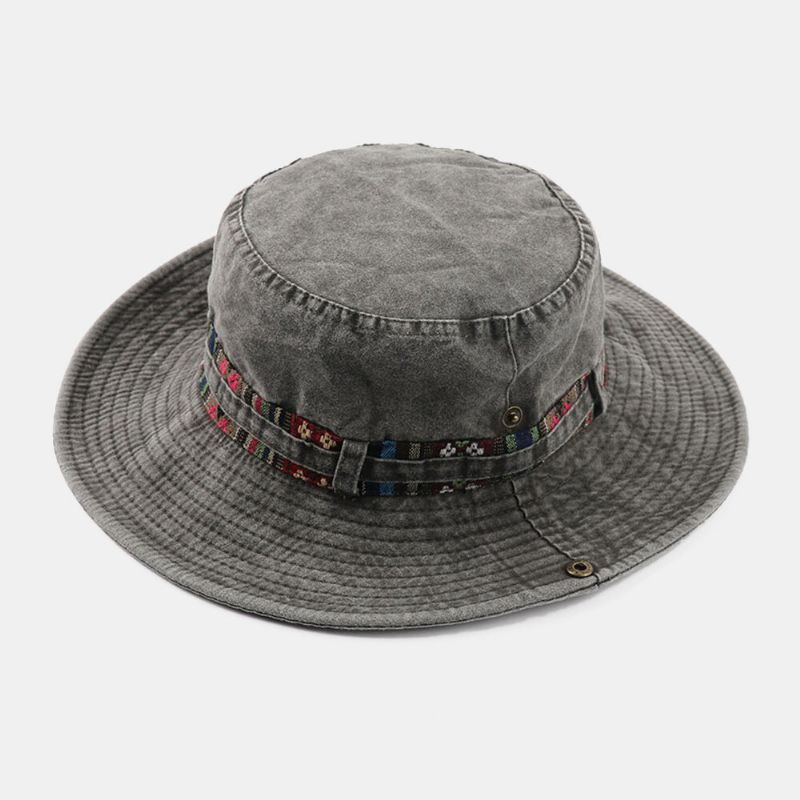 Hommes Coton Coloré Fleur Rayure Parasol Chapeau Coupe-vent Corde Extérieur Décontracté Escalade Seau Chapeau