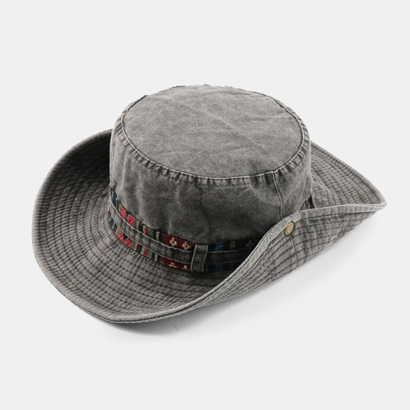 Hommes Coton Coloré Fleur Rayure Parasol Chapeau Coupe-vent Corde Extérieur Décontracté Escalade Seau Chapeau