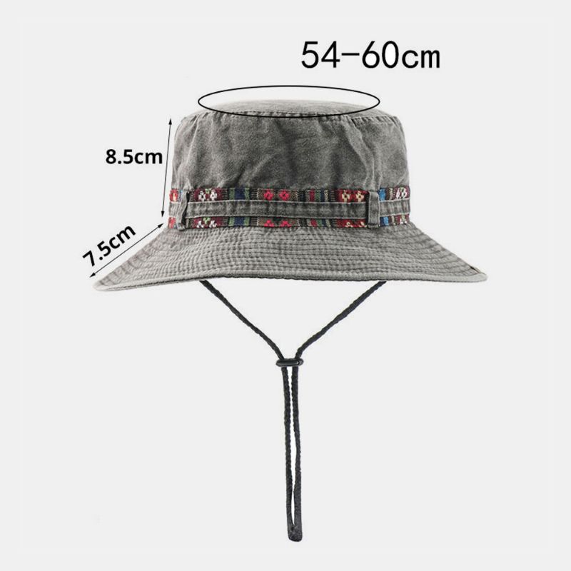 Hommes Coton Coloré Fleur Rayure Parasol Chapeau Coupe-vent Corde Extérieur Décontracté Escalade Seau Chapeau