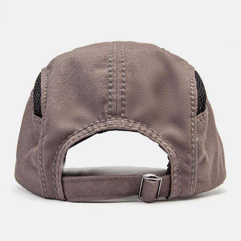 Hommes Coton Couleur Assortie Main Suture Maille Décontracté Parasol Respirant Béret Casquette Chapeau Plat