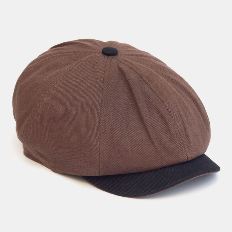 Hommes Coton Couleur Assortie Rétro Gavroche Chapeau Béret Casquette Octogonale Chapeau Peintre Casquette Avant Casquette