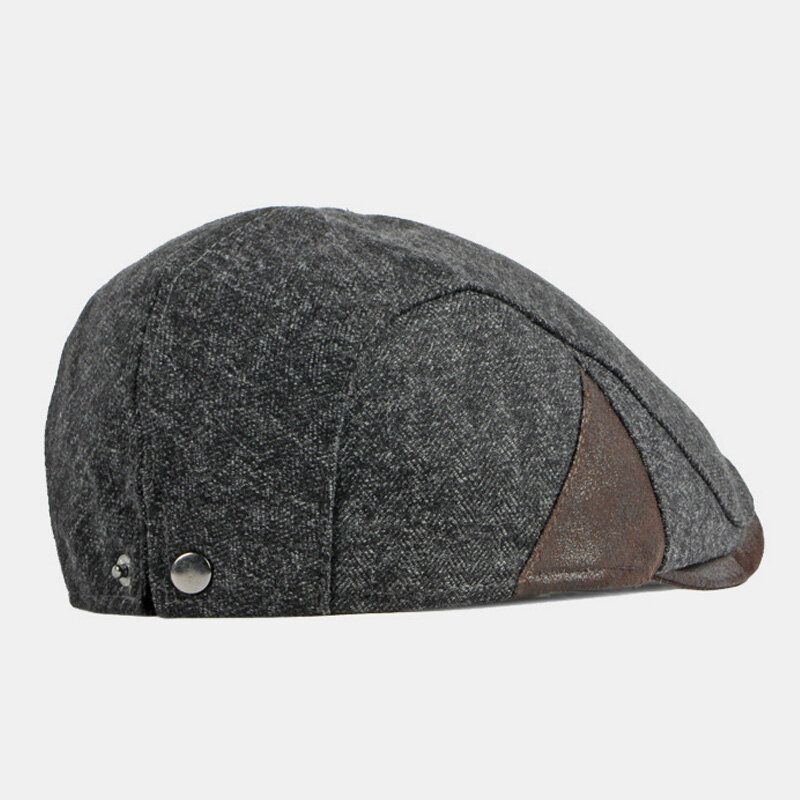 Hommes Coton Couleur Unie Automne Hiver Chaud Réglable Bérets Gavroche Chapeau Avant Chapeau