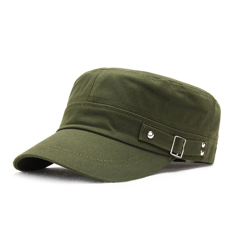 Hommes Coton Couleur Unie Extérieur Parasol Tout Match Décontracté Vintage Militaire Casquettes Chapeaux Plats