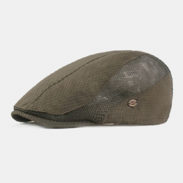 Hommes Coton Couleur Unie Maille Respirant Décontracté Court Avant-toit Parasol Béret Casquette Chapeau Plat