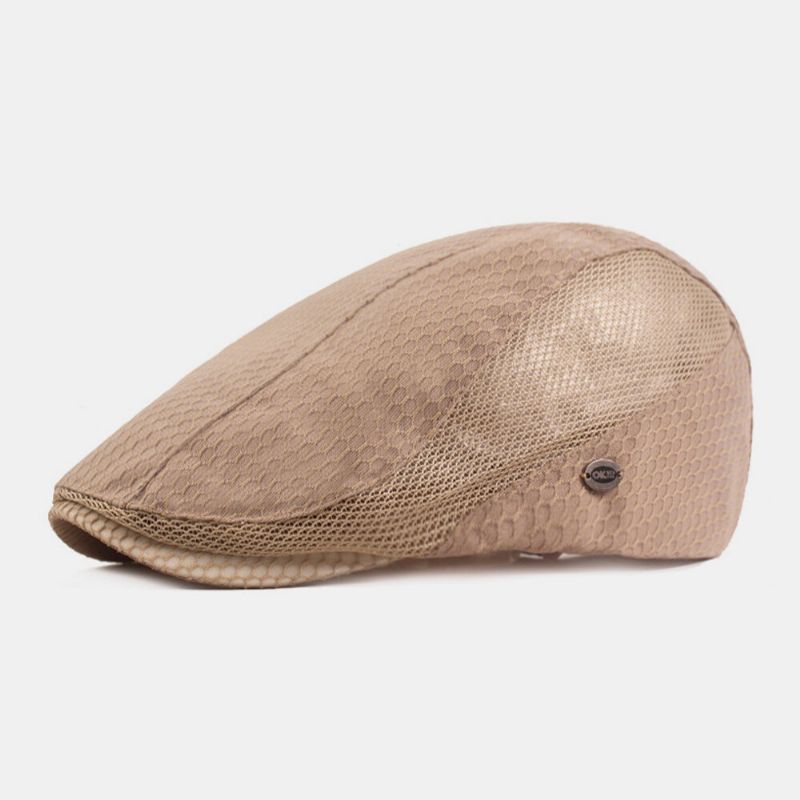 Hommes Coton Couleur Unie Maille Respirant Décontracté Court Avant-toit Parasol Béret Casquette Chapeau Plat