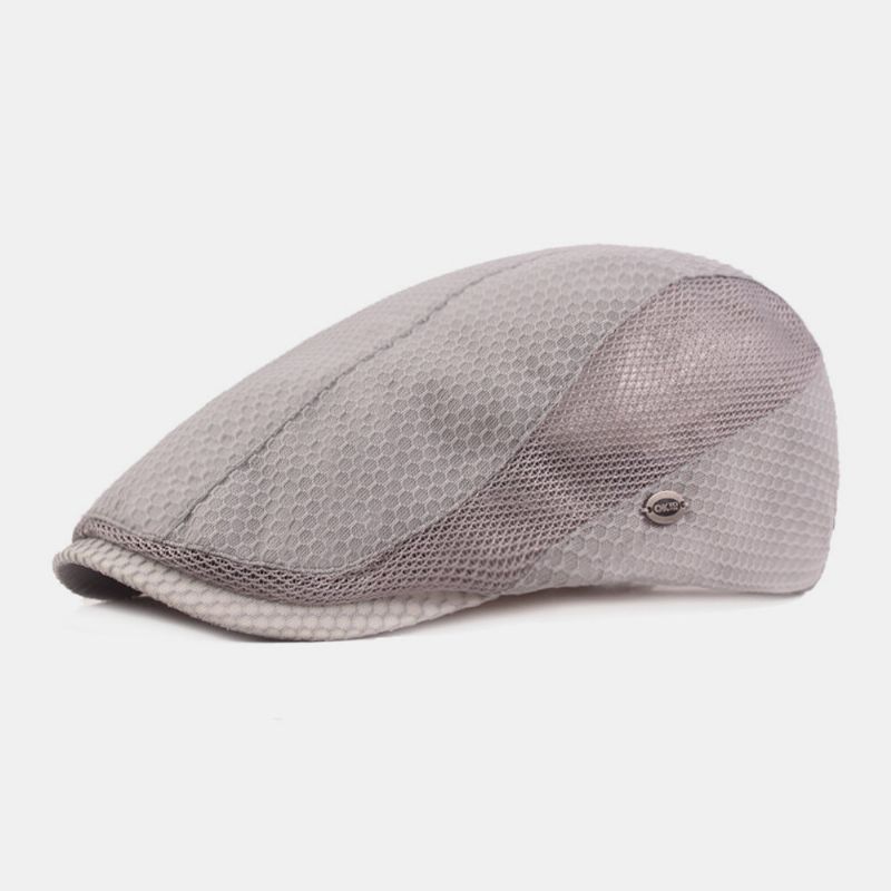 Hommes Coton Couleur Unie Maille Respirant Décontracté Court Avant-toit Parasol Béret Casquette Chapeau Plat