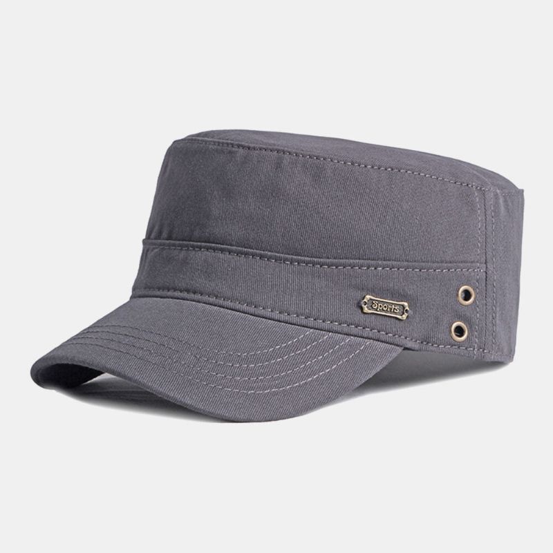 Hommes Coton Couleur Unie Ritish Mode Crème Solaire Pare-soleil Casquette Plate Chapeau Militaire