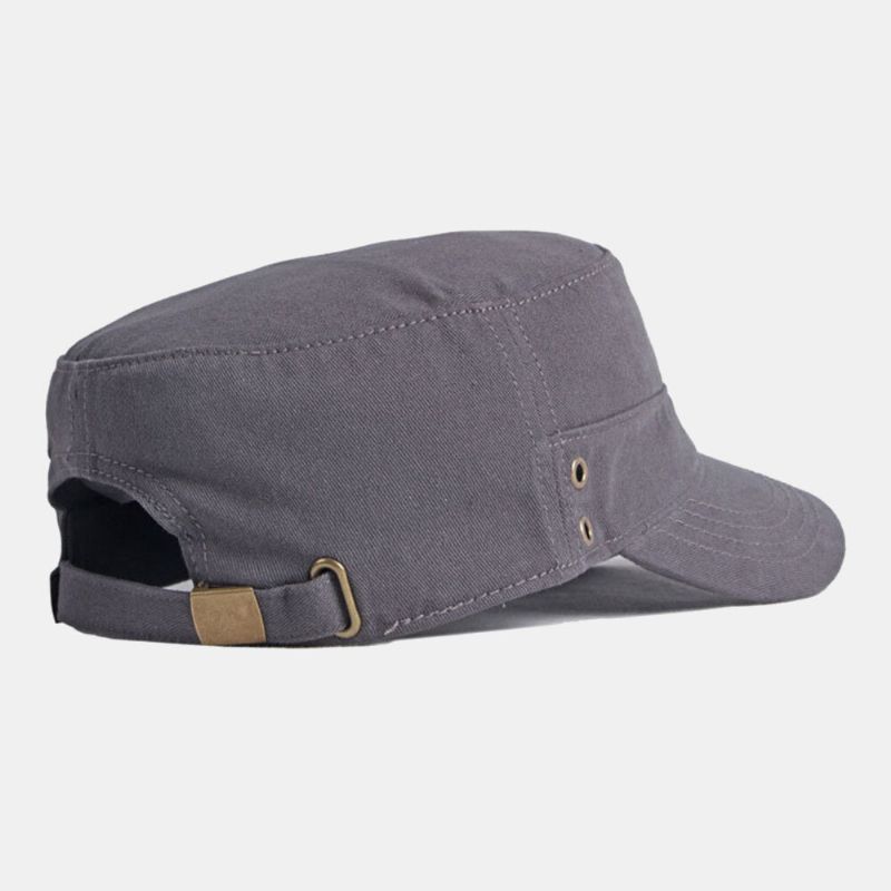 Hommes Coton Couleur Unie Ritish Mode Crème Solaire Pare-soleil Casquette Plate Chapeau Militaire