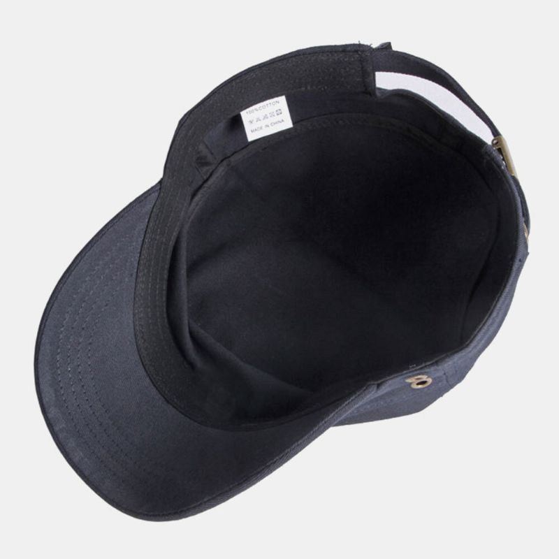 Hommes Coton Couleur Unie Ritish Mode Crème Solaire Pare-soleil Casquette Plate Chapeau Militaire