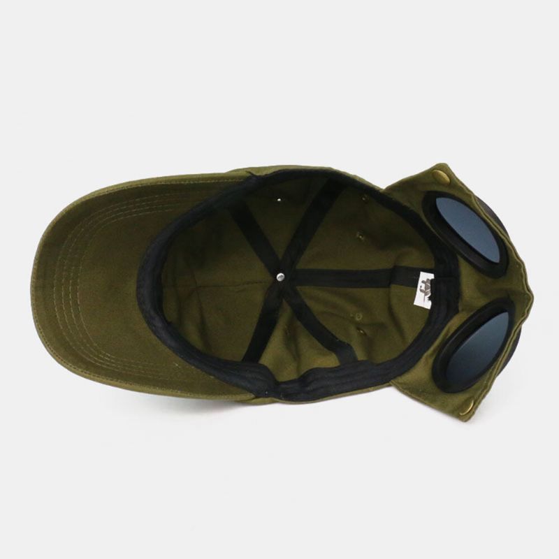 Hommes Coton Couleur Unie Sauvage Extérieur Parasol Pliable Pilotes Portent Des Lunettes Chapeau De Baseball