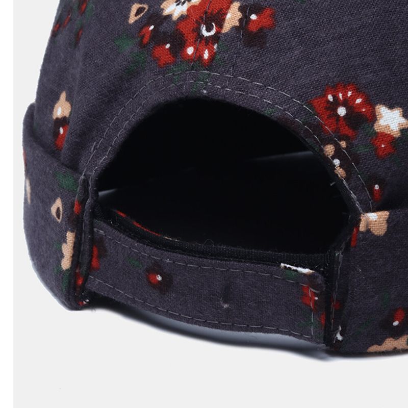 Hommes Coton Fleurs Motif Réglable Rétro Casual Sertissage Beanie Landlord Cap Skull Cap