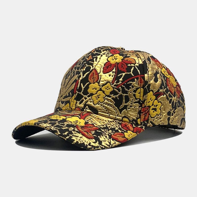 Hommes Coton Floral Overlay Pattern Coloré Casual Gold-line Sunshade Baseball Hat