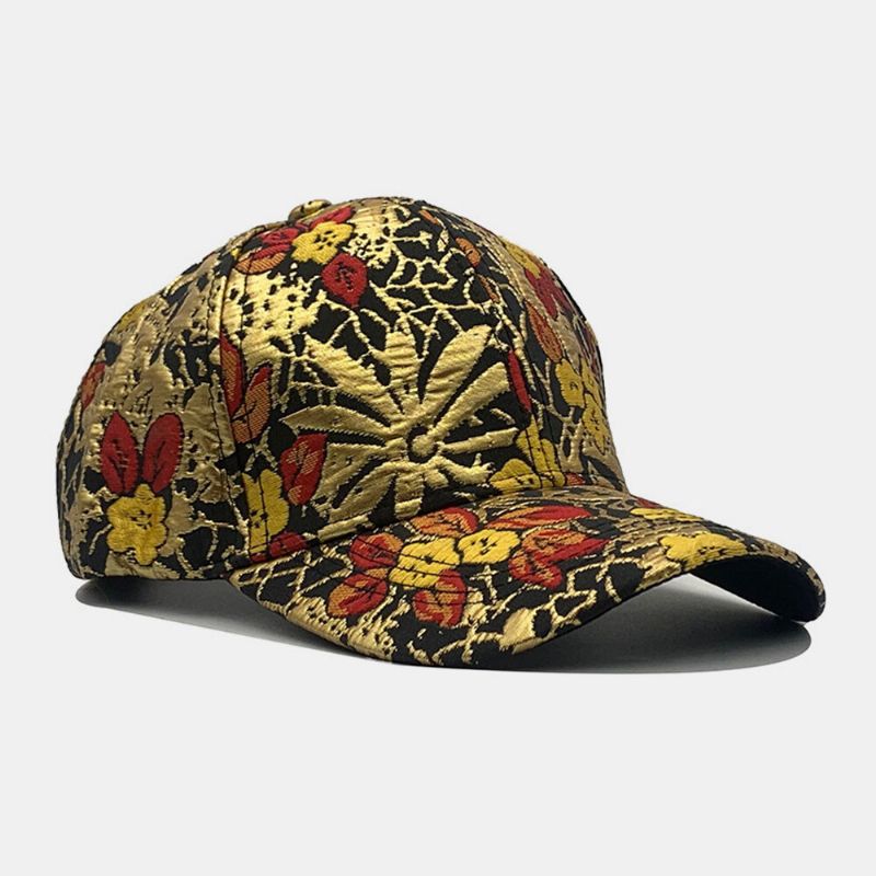 Hommes Coton Floral Overlay Pattern Coloré Casual Gold-line Sunshade Baseball Hat