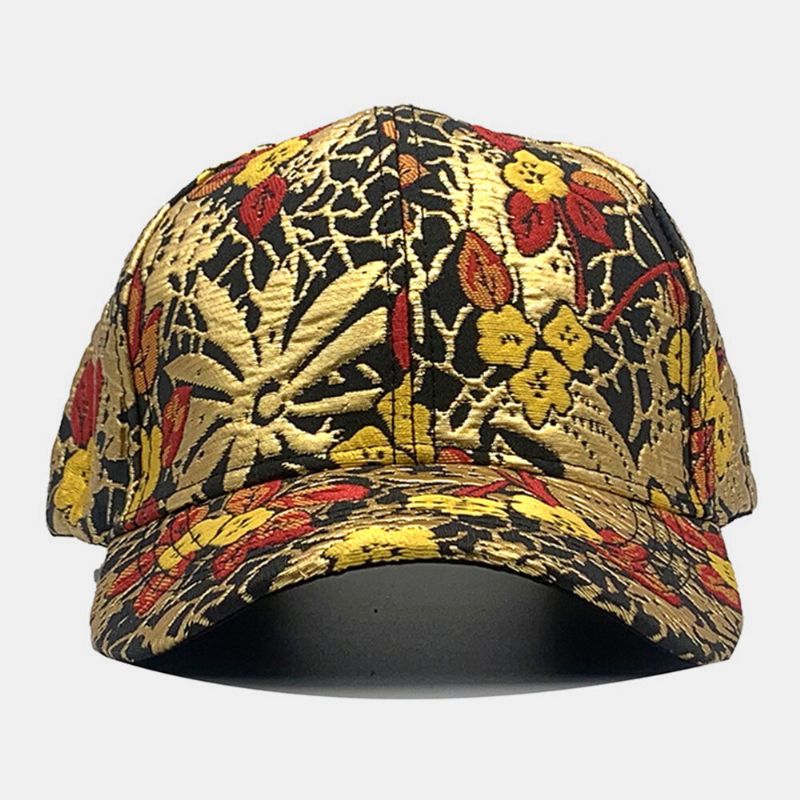 Hommes Coton Floral Overlay Pattern Coloré Casual Gold-line Sunshade Baseball Hat