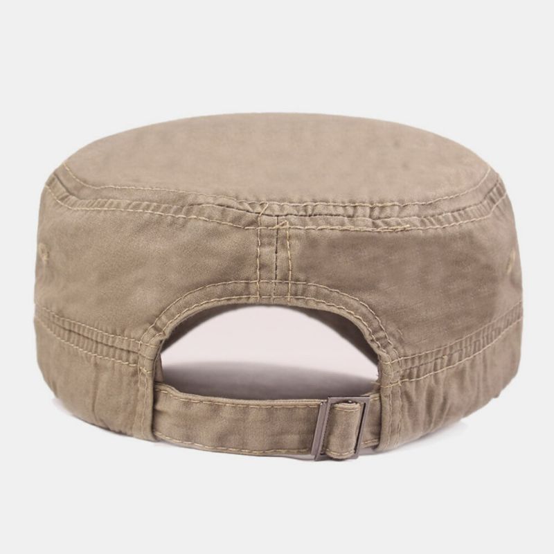 Hommes Coton Lavé Boutons Décoration Casual Casquette Réglable Chapeau Plat Chapeau