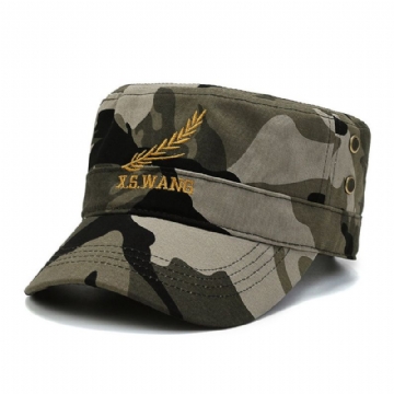 Hommes Coton Lettre Blé Broderie Camouflage Extérieur Parasol Décontracté Vintage Militaire Casquettes Chapeaux Plats