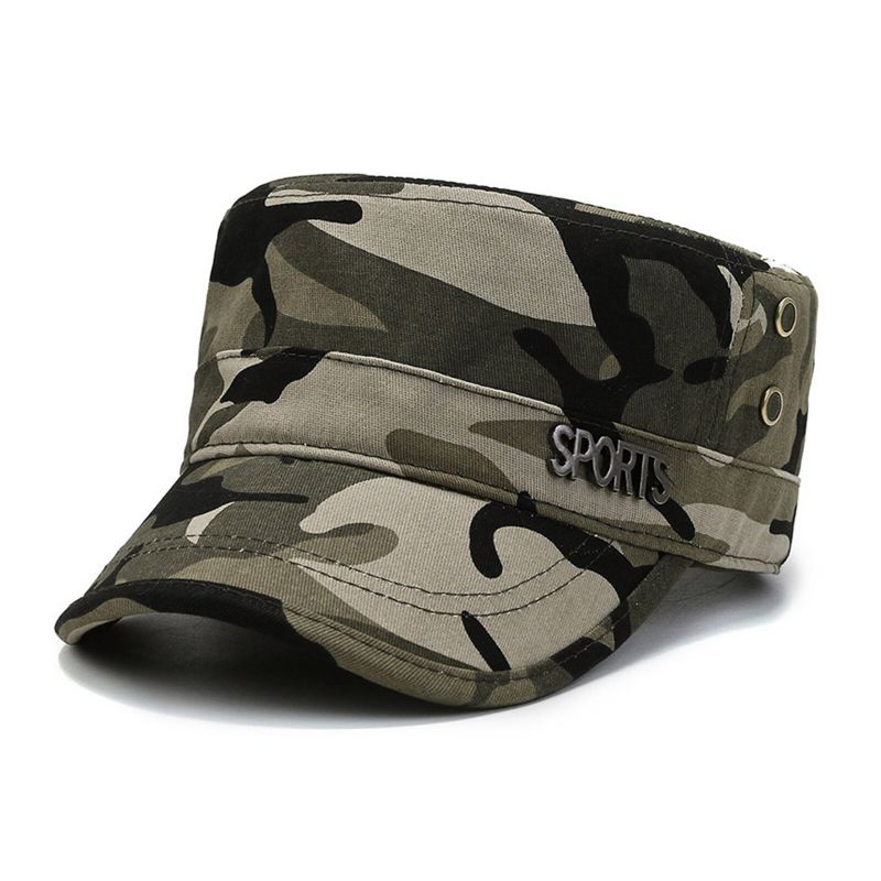 Hommes Coton Lettre Blé Broderie Camouflage Extérieur Parasol Décontracté Vintage Militaire Casquettes Chapeaux Plats