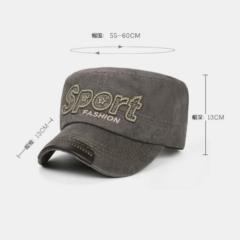 Hommes Coton Lettre Broderie Extérieur Parasol Décontracté Casquette Militaire Casquette Plate Casquette À Visière