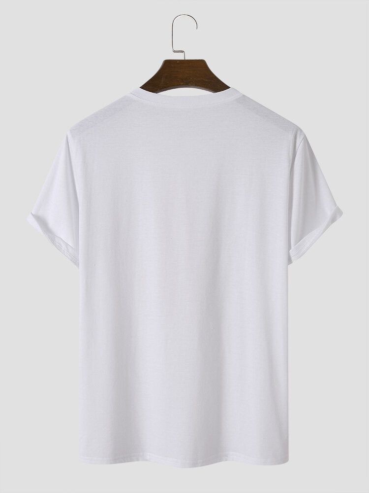 Hommes Coton Lettre Cocotier Hawaï Tous Assortis T-shirts Ras Du Cou Respectueux De La Peau