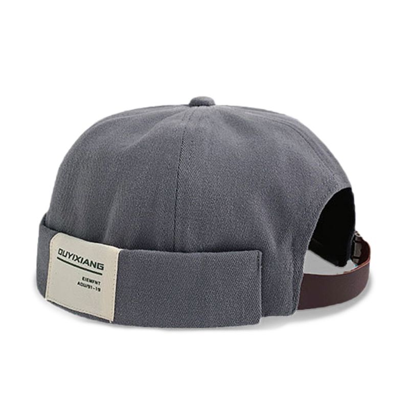 Hommes Coton Lettre Étiquette Casual All-match Réglable Brimless Beanie Landlord Caps Skull Caps