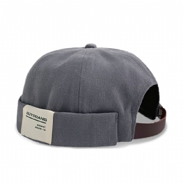 Hommes Coton Lettre Étiquette Casual All-match Réglable Brimless Beanie Landlord Caps Skull Caps