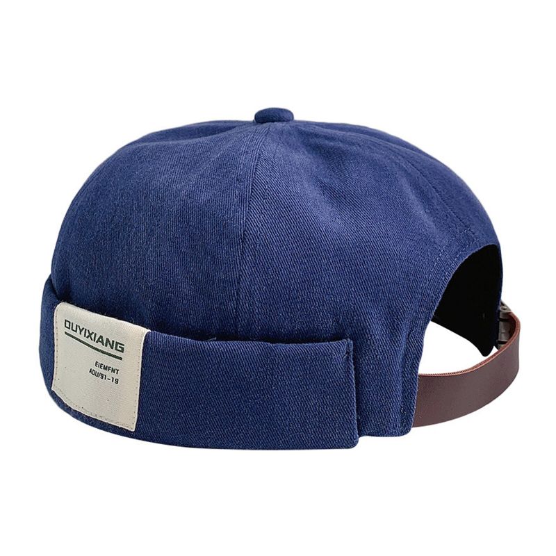 Hommes Coton Lettre Étiquette Casual All-match Réglable Brimless Beanie Landlord Caps Skull Caps