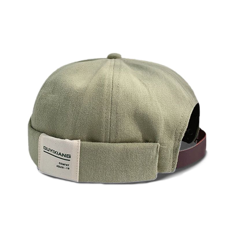 Hommes Coton Lettre Étiquette Casual All-match Réglable Brimless Beanie Landlord Caps Skull Caps