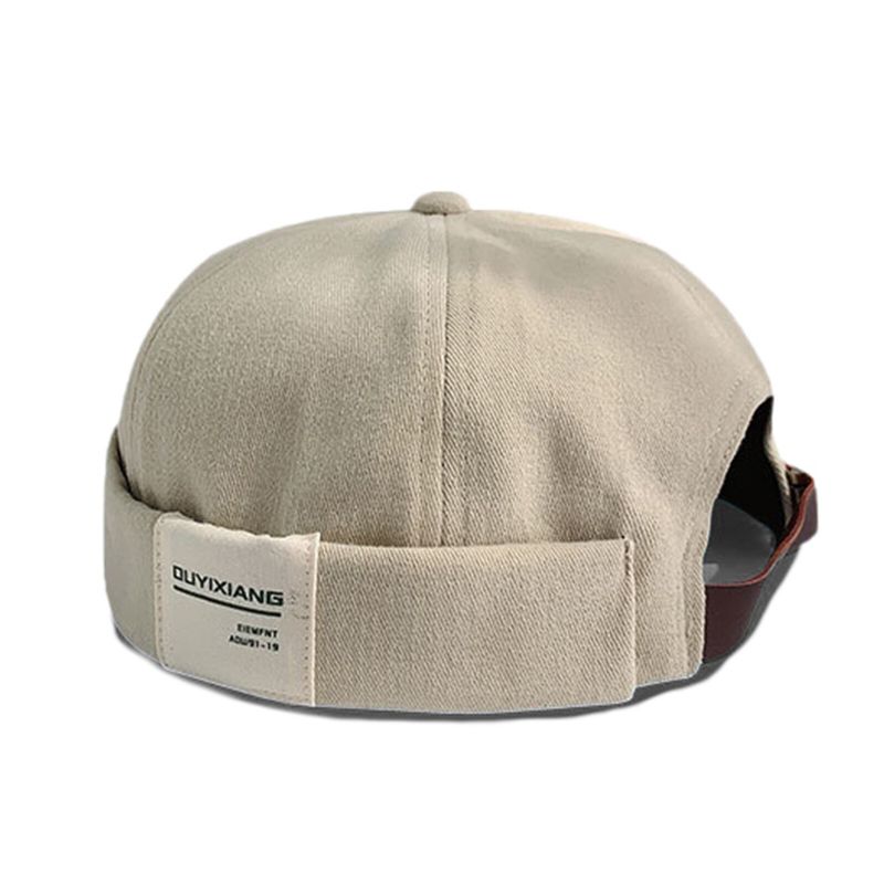 Hommes Coton Lettre Étiquette Casual All-match Réglable Brimless Beanie Landlord Caps Skull Caps