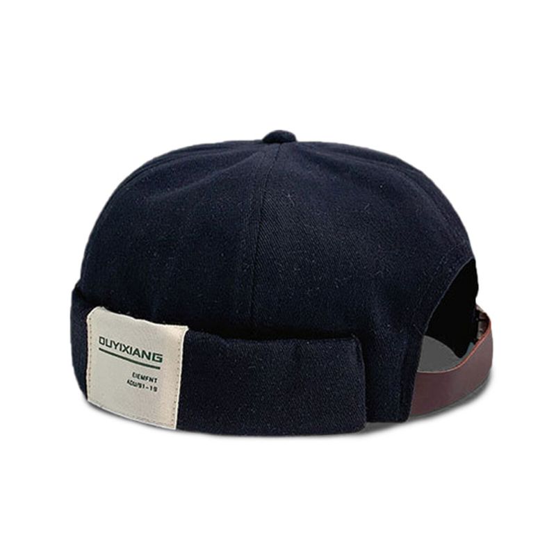 Hommes Coton Lettre Étiquette Casual All-match Réglable Brimless Beanie Landlord Caps Skull Caps