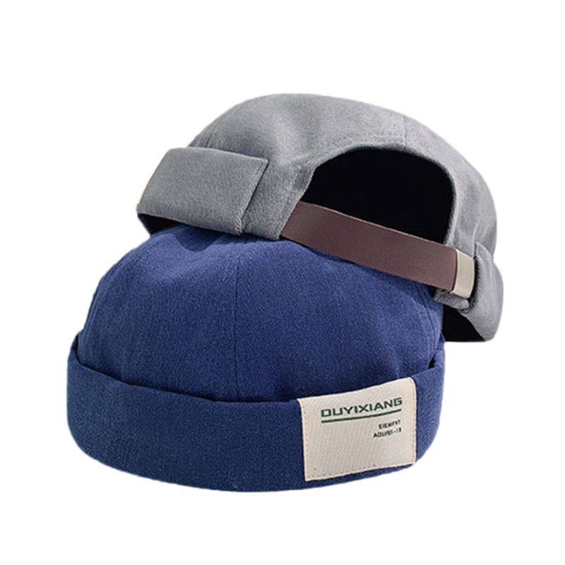 Hommes Coton Lettre Étiquette Casual All-match Réglable Brimless Beanie Landlord Caps Skull Caps