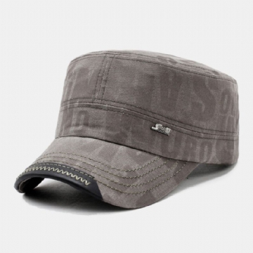 Hommes Coton Lettre Motif Plat Chapeau Haut Décontracté Extérieur Parasol Coupe-vent Cadet Armée Casquettes Militaires Casquettes