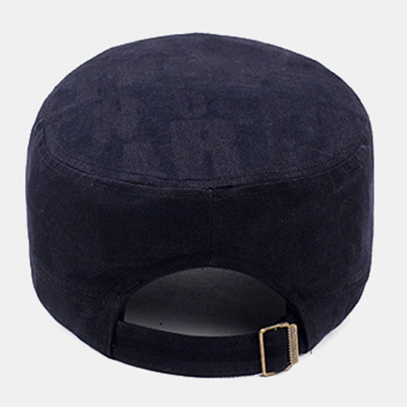 Hommes Coton Lettre Motif Plat Chapeau Haut Décontracté Extérieur Parasol Coupe-vent Cadet Armée Casquettes Militaires Casquettes