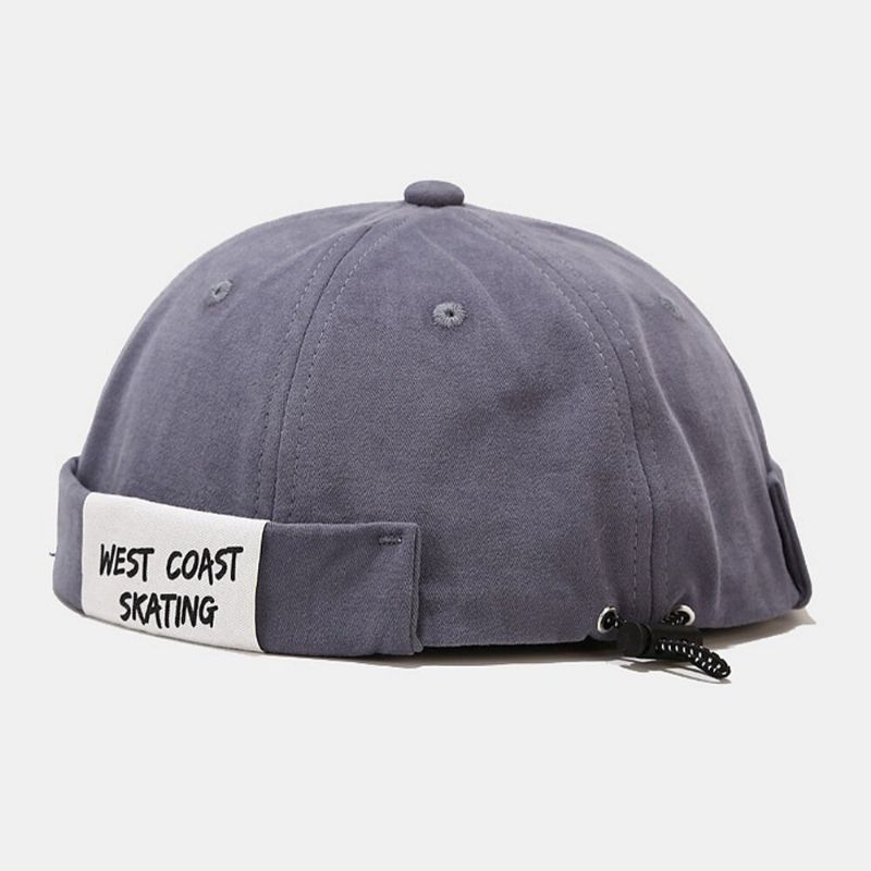 Hommes Coton Lettre Slogan Patchwork Extérieur Casual Landlord Cap Brimless Beanie Skull Cap