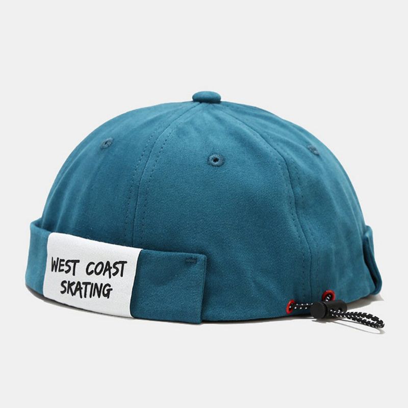 Hommes Coton Lettre Slogan Patchwork Extérieur Casual Landlord Cap Brimless Beanie Skull Cap