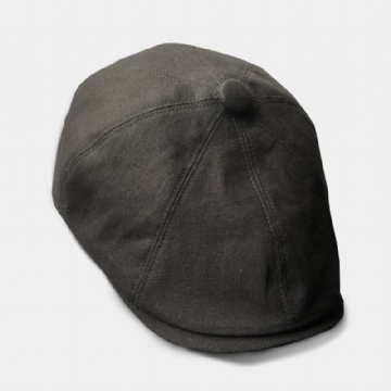 Hommes Coton Lin Béret Casquette Couleur Unie Rétro Sauvage Gavroche Chapeau Avant Casquette Octogonale Chapeau