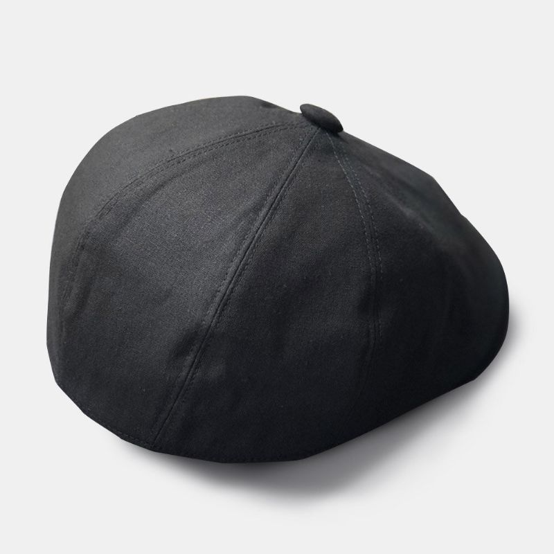 Hommes Coton Lin Béret Casquette Couleur Unie Rétro Sauvage Gavroche Chapeau Avant Casquette Octogonale Chapeau