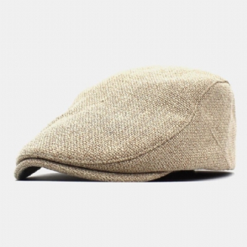 Hommes Coton Lin Couleur Unie Rétro Décontracté Parasol Avant Casquette Béret Casquette Plate Casquette Peintre Chapeau