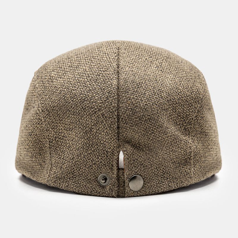 Hommes Coton Lin Tissu Couleur Unie Décontracté Rétro Réglable Extérieur Avant Chapeaux Béret Casquettes Chapeaux Plats