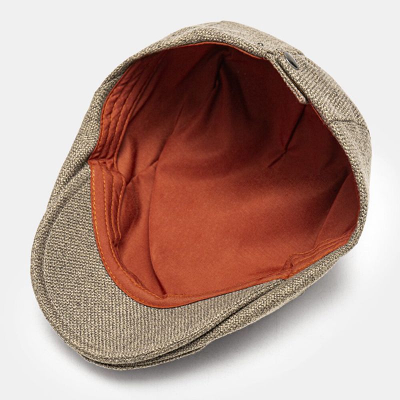 Hommes Coton Lin Tissu Couleur Unie Décontracté Rétro Réglable Extérieur Avant Chapeaux Béret Casquettes Chapeaux Plats