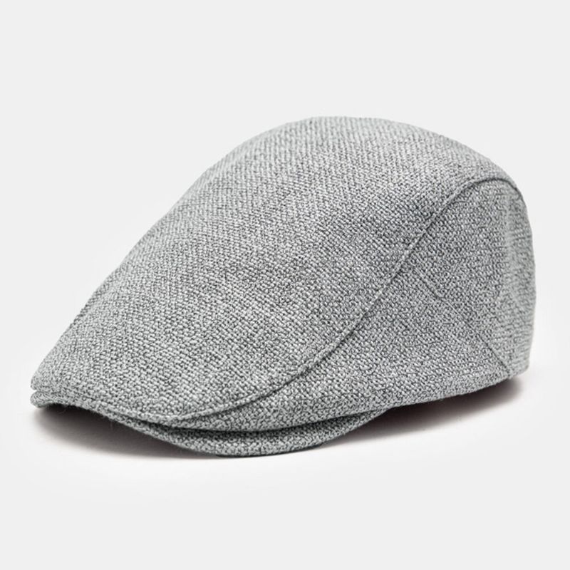 Hommes Coton Lin Tissu Couleur Unie Décontracté Rétro Réglable Extérieur Avant Chapeaux Béret Casquettes Chapeaux Plats