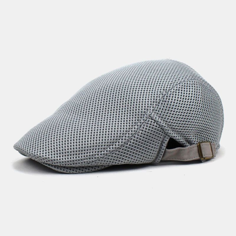 Hommes Coton Maille Plaid Respirant Extérieur Pare-soleil Avant Chapeau Plat Casquette Béret Casquette