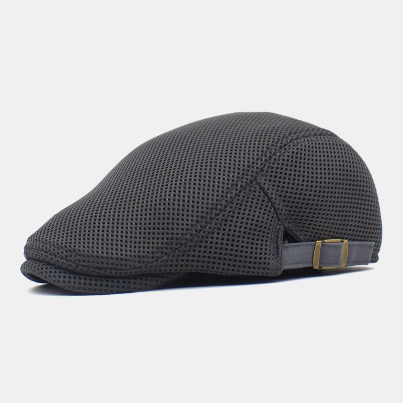 Hommes Coton Maille Plaid Respirant Extérieur Pare-soleil Avant Chapeau Plat Casquette Béret Casquette