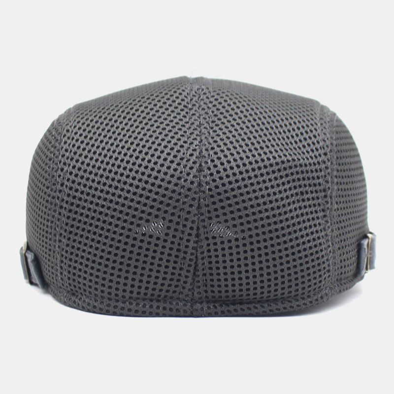 Hommes Coton Maille Plaid Respirant Extérieur Pare-soleil Avant Chapeau Plat Casquette Béret Casquette