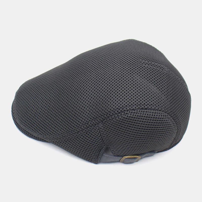 Hommes Coton Maille Plaid Respirant Extérieur Pare-soleil Avant Chapeau Plat Casquette Béret Casquette