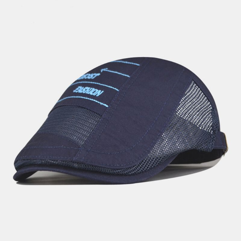 Hommes Coton Maille Respirant Décontracté Rétro Parasol Béret Casquette Plat Chapeau Avant Chapeau