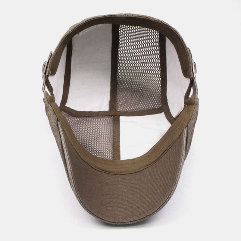 Hommes Coton Maille Respirant Extérieur Décontracté Parasol Béret Casquette Plat Chapeau Avant Chapeau Peintre Chapeau