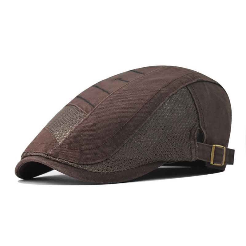 Hommes Coton Maille Respirant Ombre Court Bord Casual Rétro Edgy Chapeau Béret Casquette Plate